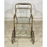 ANTICO CARRELLO BAR DESIGN PORTAVIVANDE ANNI 50 LEGNO OTTONE CARRELLINO VASSOIO