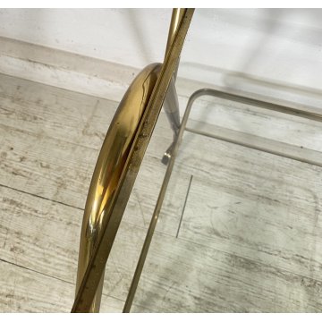 ANTICO CARRELLO BAR DESIGN PORTAVIVANDE ANNI 50 LEGNO OTTONE CARRELLINO VASSOIO