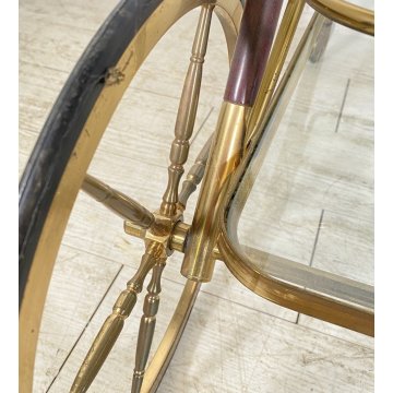 ANTICO CARRELLO BAR DESIGN PORTAVIVANDE ANNI 50 LEGNO OTTONE CARRELLINO VASSOIO
