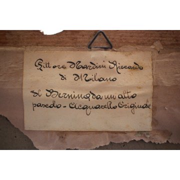 QUADRO ACQUERELLO Nardini Riccardo PAESAGGIO MONTAGNA BERNINA PASCOLO 1941 firma