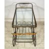 ANTICO CARRELLO BAR DESIGN PORTAVIVANDE ANNI 50 LEGNO OTTONE CARRELLINO VASSOIO