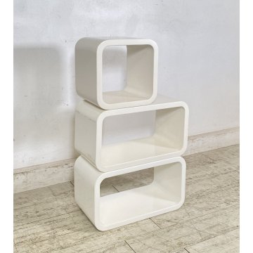 LIBRERIA MODULI DESIGN ANNI 80 LEGNO LACCATO LIBRARY VINTAGE SCAFFALE CREDENZA