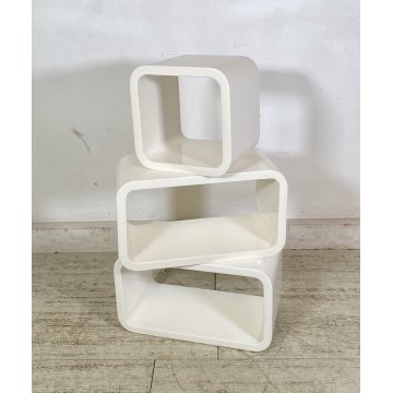 LIBRERIA MODULI DESIGN ANNI 80 LEGNO LACCATO LIBRARY VINTAGE SCAFFALE CREDENZA