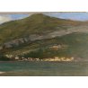 PICCOLO QUADRO DIPINTO OLIO TAVOLETTA PAESAGGIO Lago Maggiore MONTAGNE SPIAGGIA