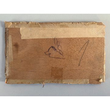 PICCOLO QUADRO DIPINTO OLIO TAVOLETTA PAESAGGIO Lago Maggiore MONTAGNE SPIAGGIA