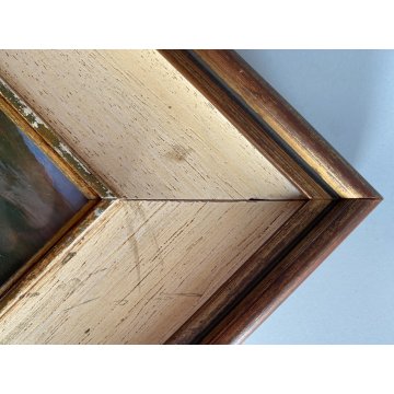 PICCOLO QUADRO DIPINTO OLIO TAVOLETTA PAESAGGIO Lago Maggiore MONTAGNE SPIAGGIA