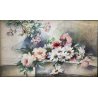 PICCOLO QUADRO ACQUERELLO FIRMA A.B. NATURA MORTA BOUQUET FIORI ROSE MARGHERITE