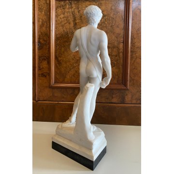 ANTICA SCULTURA RIPRODUZIONE STATUA David di Michelangelo MARMO BIANCO 59 cm/h