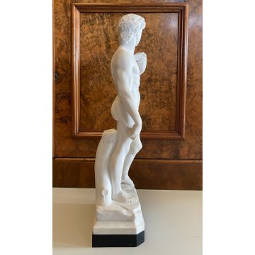 ANTICA SCULTURA RIPRODUZIONE STATUA David di Michelangelo MARMO BIANCO 59 cm/h