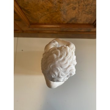 ANTICA SCULTURA RIPRODUZIONE STATUA David di Michelangelo MARMO BIANCO 59 cm/h