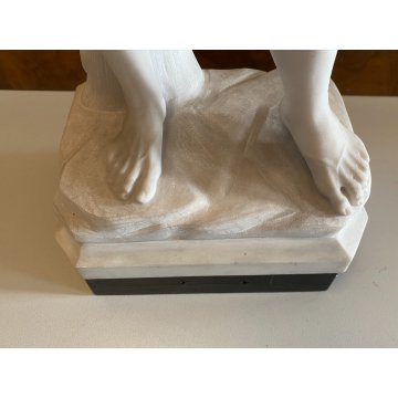 ANTICA SCULTURA RIPRODUZIONE STATUA David di Michelangelo MARMO BIANCO 59 cm/h