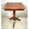 ANTICO TAVOLINO LEGNO INTARSIATO GIOCO SCACCHI TORNITO TAVOLO SALOTTO VINTAGE