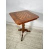 ANTICO TAVOLINO LEGNO INTARSIATO GIOCO SCACCHI TORNITO TAVOLO SALOTTO VINTAGE