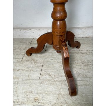 ANTICO TAVOLINO LEGNO INTARSIATO GIOCO SCACCHI TORNITO TAVOLO SALOTTO VINTAGE
