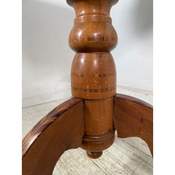 ANTICO TAVOLINO LEGNO INTARSIATO GIOCO SCACCHI TORNITO TAVOLO SALOTTO VINTAGE