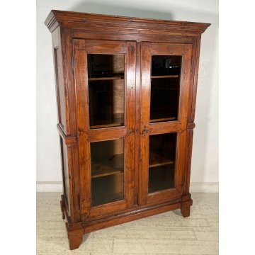 ANTICO ARMADIO VETRINA DOPPIO CORPO LEGNO PIOPPO EPOCA 800 DOPPIA ANTA 3 RIPIANI