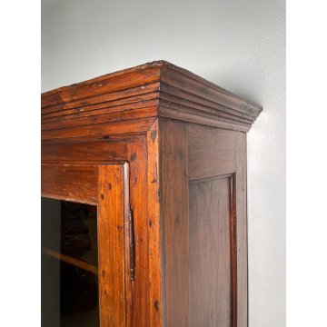 ANTICO ARMADIO VETRINA DOPPIO CORPO LEGNO PIOPPO EPOCA 800 DOPPIA ANTA 3 RIPIANI
