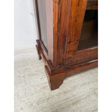 ANTICO ARMADIO VETRINA DOPPIO CORPO LEGNO PIOPPO EPOCA 800 DOPPIA ANTA 3 RIPIANI