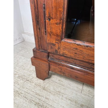 ANTICO ARMADIO VETRINA DOPPIO CORPO LEGNO PIOPPO EPOCA 800 DOPPIA ANTA 3 RIPIANI