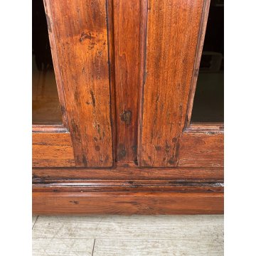 ANTICO ARMADIO VETRINA DOPPIO CORPO LEGNO PIOPPO EPOCA 800 DOPPIA ANTA 3 RIPIANI