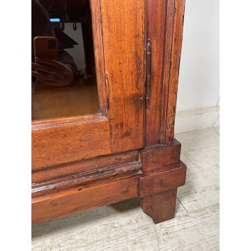 ANTICO ARMADIO VETRINA DOPPIO CORPO LEGNO PIOPPO EPOCA 800 DOPPIA ANTA 3 RIPIANI