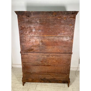ANTICO ARMADIO VETRINA DOPPIO CORPO LEGNO PIOPPO EPOCA 800 DOPPIA ANTA 3 RIPIANI