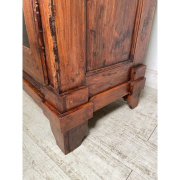 ANTICO ARMADIO VETRINA DOPPIO CORPO LEGNO PIOPPO EPOCA 800 DOPPIA ANTA 3 RIPIANI