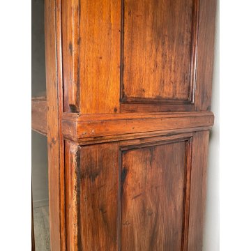 ANTICO ARMADIO VETRINA DOPPIO CORPO LEGNO PIOPPO EPOCA 800 DOPPIA ANTA 3 RIPIANI