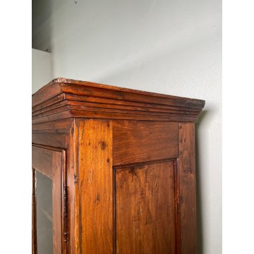 ANTICO ARMADIO VETRINA DOPPIO CORPO LEGNO PIOPPO EPOCA 800 DOPPIA ANTA 3 RIPIANI
