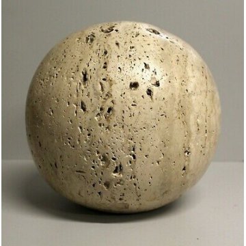 VASO FIORI SFERA GLOBO TRAVERTINO VASE DESIGN '70 VINTAGE SCULTURA BRUTALISTA   