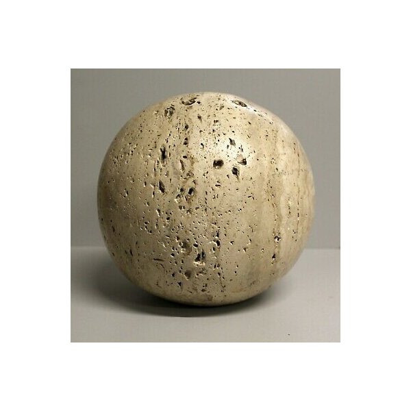 VASO FIORI SFERA GLOBO TRAVERTINO VASE DESIGN '70 VINTAGE SCULTURA BRUTALISTA   