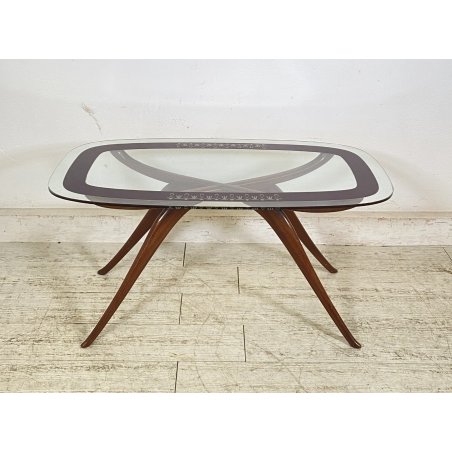 ANTICO TAVOLINO ATTR Luigi Scremin LEGNO VETRO ANNI 40 DESIGN SMALL TABLE DECO