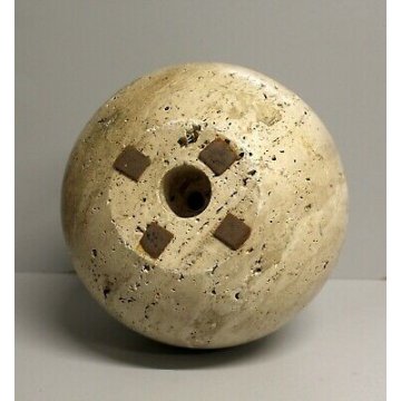 VASO FIORI SFERA GLOBO TRAVERTINO VASE DESIGN '70 VINTAGE SCULTURA BRUTALISTA   