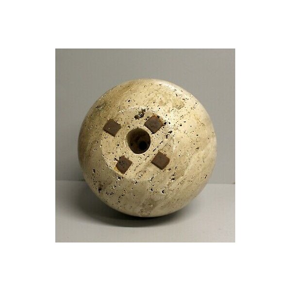 VASO FIORI SFERA GLOBO TRAVERTINO VASE DESIGN '70 VINTAGE SCULTURA BRUTALISTA   