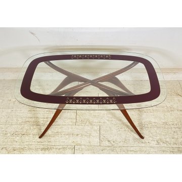 ANTICO TAVOLINO ATTR Luigi Scremin LEGNO VETRO ANNI 40 DESIGN SMALL TABLE DECO