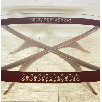 ANTICO TAVOLINO ATTR Luigi Scremin LEGNO VETRO ANNI 40 DESIGN SMALL TABLE DECO