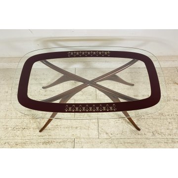ANTICO TAVOLINO ATTR Luigi Scremin LEGNO VETRO ANNI 40 DESIGN SMALL TABLE DECO