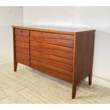 COMÒ VINTAGE LEGNO DESIGN Vittorio Dassi 10 CASSETTI ANNI 50 MOBILE CASSETTONE