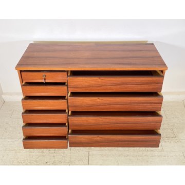 COMÒ VINTAGE LEGNO DESIGN Vittorio Dassi 10 CASSETTI ANNI 50 MOBILE CASSETTONE