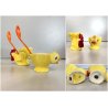 PORTA UOVO VINTAGE CERAMICA PULCINO GALLINA Goebel SMALTO GIALLO CUCCHIAINO '50