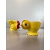 PORTA UOVO VINTAGE CERAMICA PULCINO GALLINA Goebel SMALTO GIALLO CUCCHIAINO '50