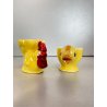 PORTA UOVO VINTAGE CERAMICA PULCINO GALLINA Goebel SMALTO GIALLO CUCCHIAINO '50