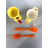 PORTA UOVO VINTAGE CERAMICA PULCINO GALLINA Goebel SMALTO GIALLO CUCCHIAINO '50