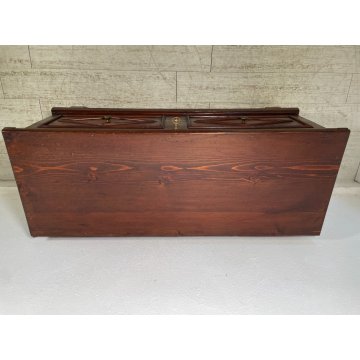 ANTICA CASSAPANCA LEGNO ABETE EPOCA 1900 OLD WOOD CHEST FORMELLA DECORO ROMBO