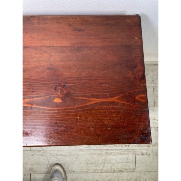 ANTICA CASSAPANCA LEGNO ABETE EPOCA 1900 OLD WOOD CHEST FORMELLA DECORO ROMBO