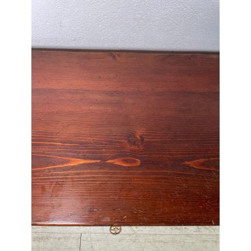 ANTICA CASSAPANCA LEGNO ABETE EPOCA 1900 OLD WOOD CHEST FORMELLA DECORO ROMBO