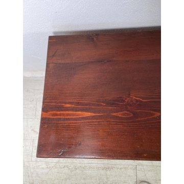 ANTICA CASSAPANCA LEGNO ABETE EPOCA 1900 OLD WOOD CHEST FORMELLA DECORO ROMBO