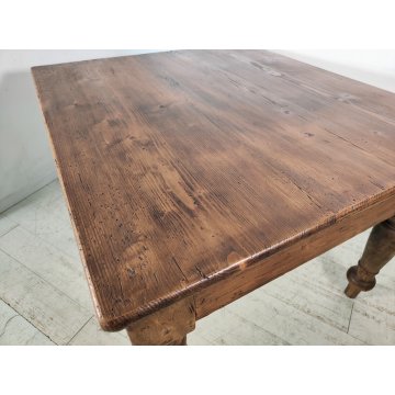 ANTICO TAVOLO da PRANZO 1 cassetto LEGNO ABETE PIOPPO tornito EPOCA 1800 SALOTTO