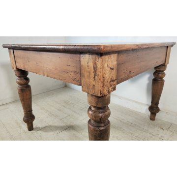 ANTICO TAVOLO da PRANZO 1 cassetto LEGNO ABETE PIOPPO tornito EPOCA 1800 SALOTTO