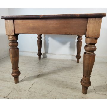 ANTICO TAVOLO da PRANZO 1 cassetto LEGNO ABETE PIOPPO tornito EPOCA 1800 SALOTTO